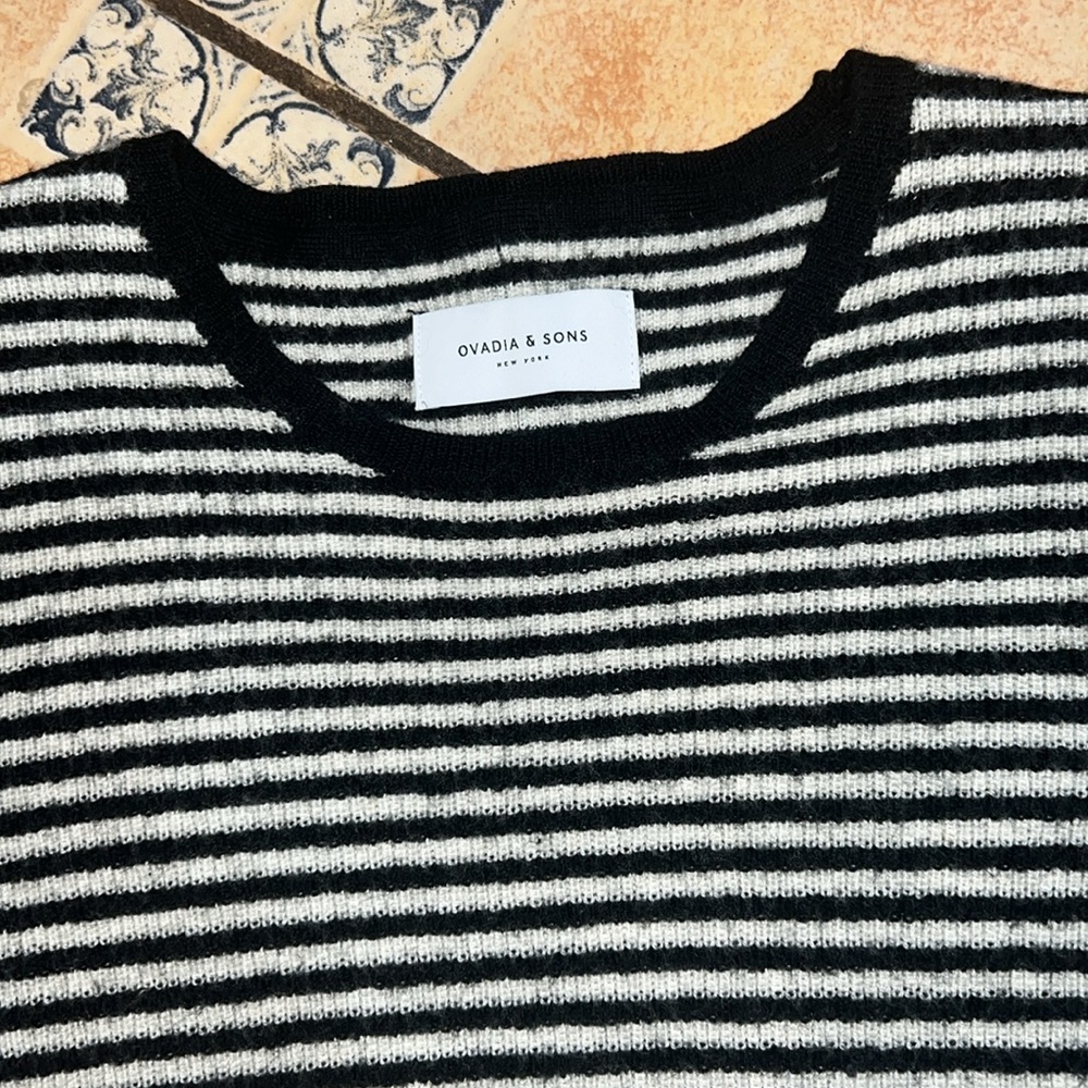 Striped Black and White Crewneck Sweater - Picture 4 of 6
